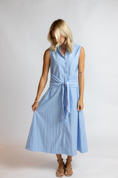 Tidal Wave Tie Waist Midi Dress