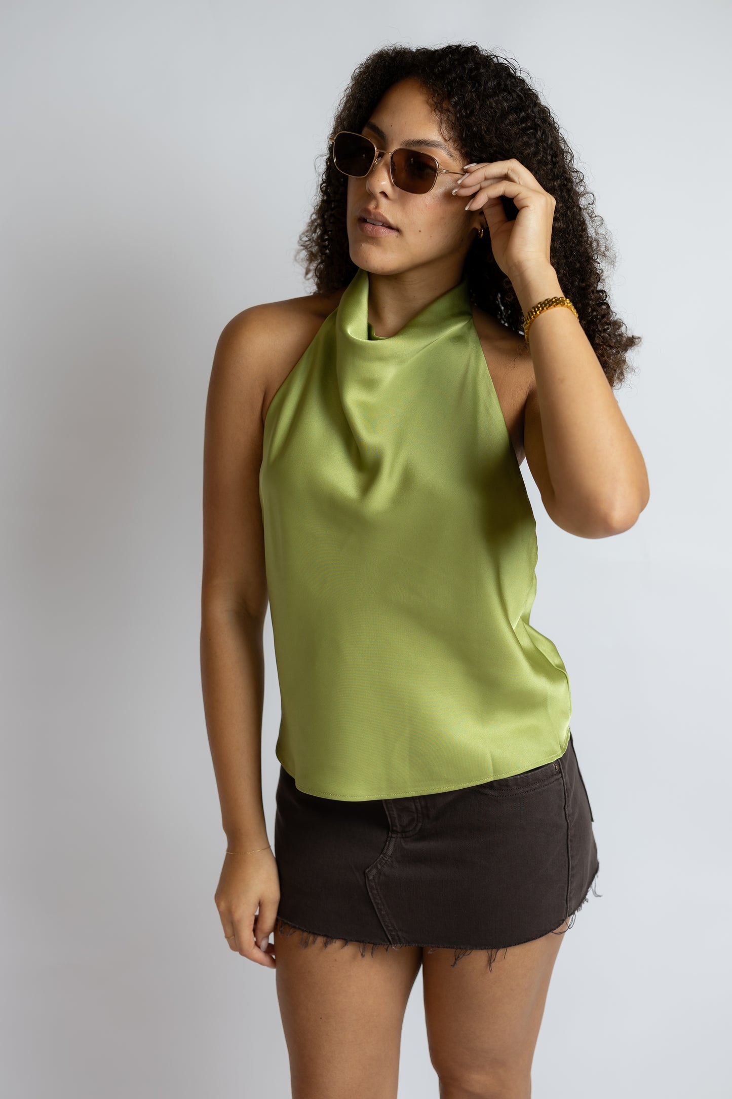 Golden Hour Halter Satin Top