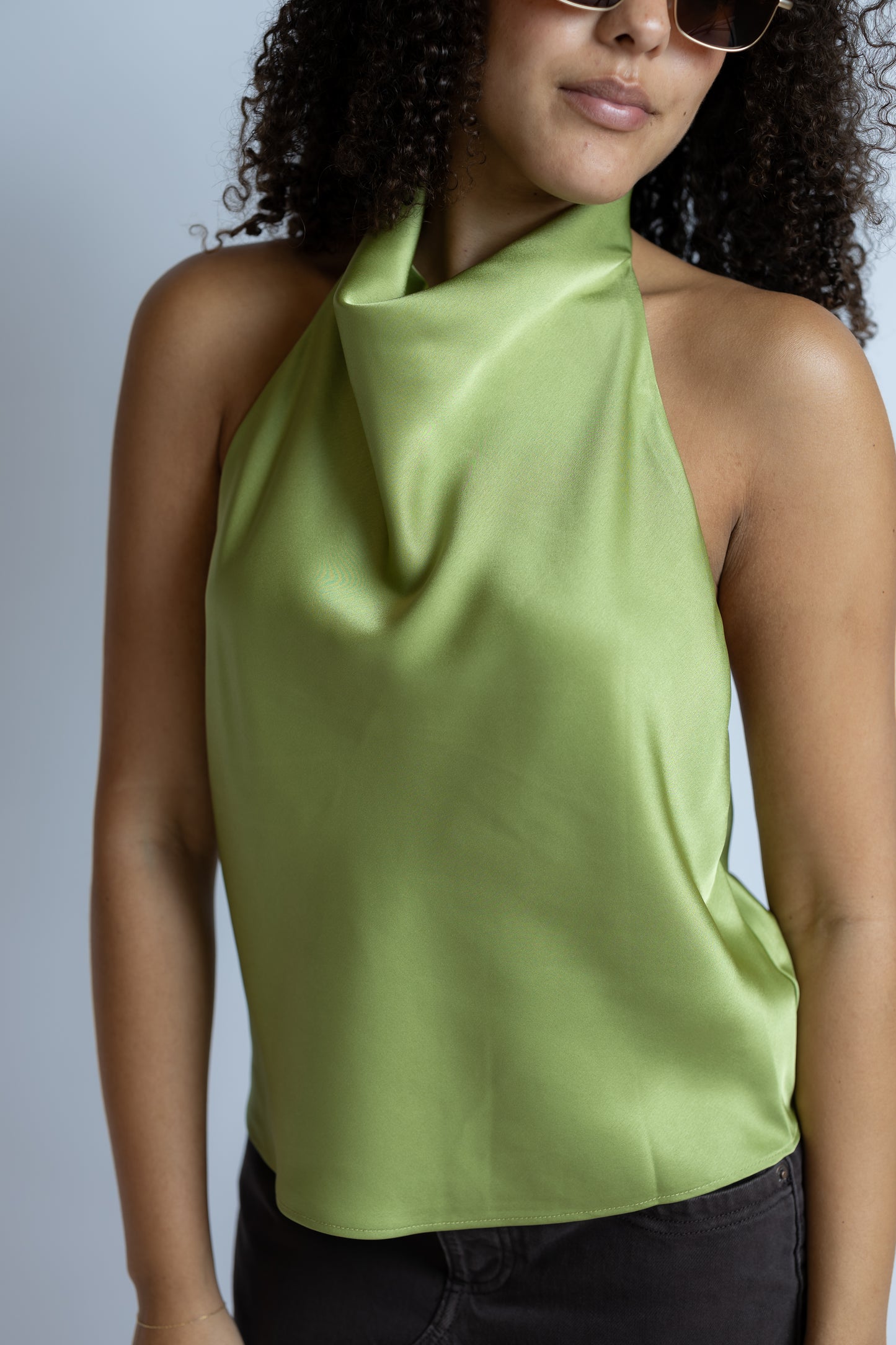 Golden Hour Halter Satin Top