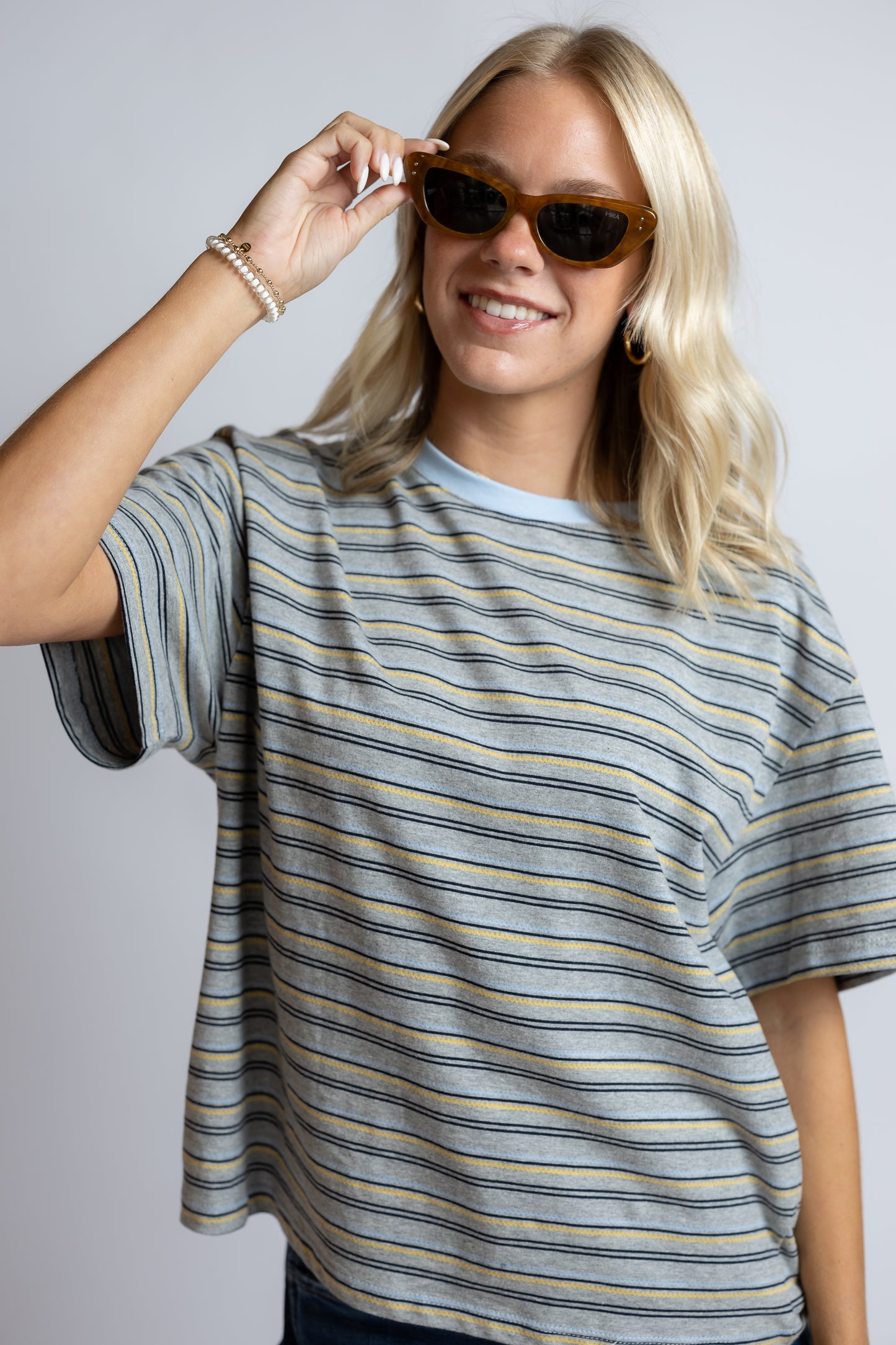 Let's Get Gelato Striped Oversized Tee