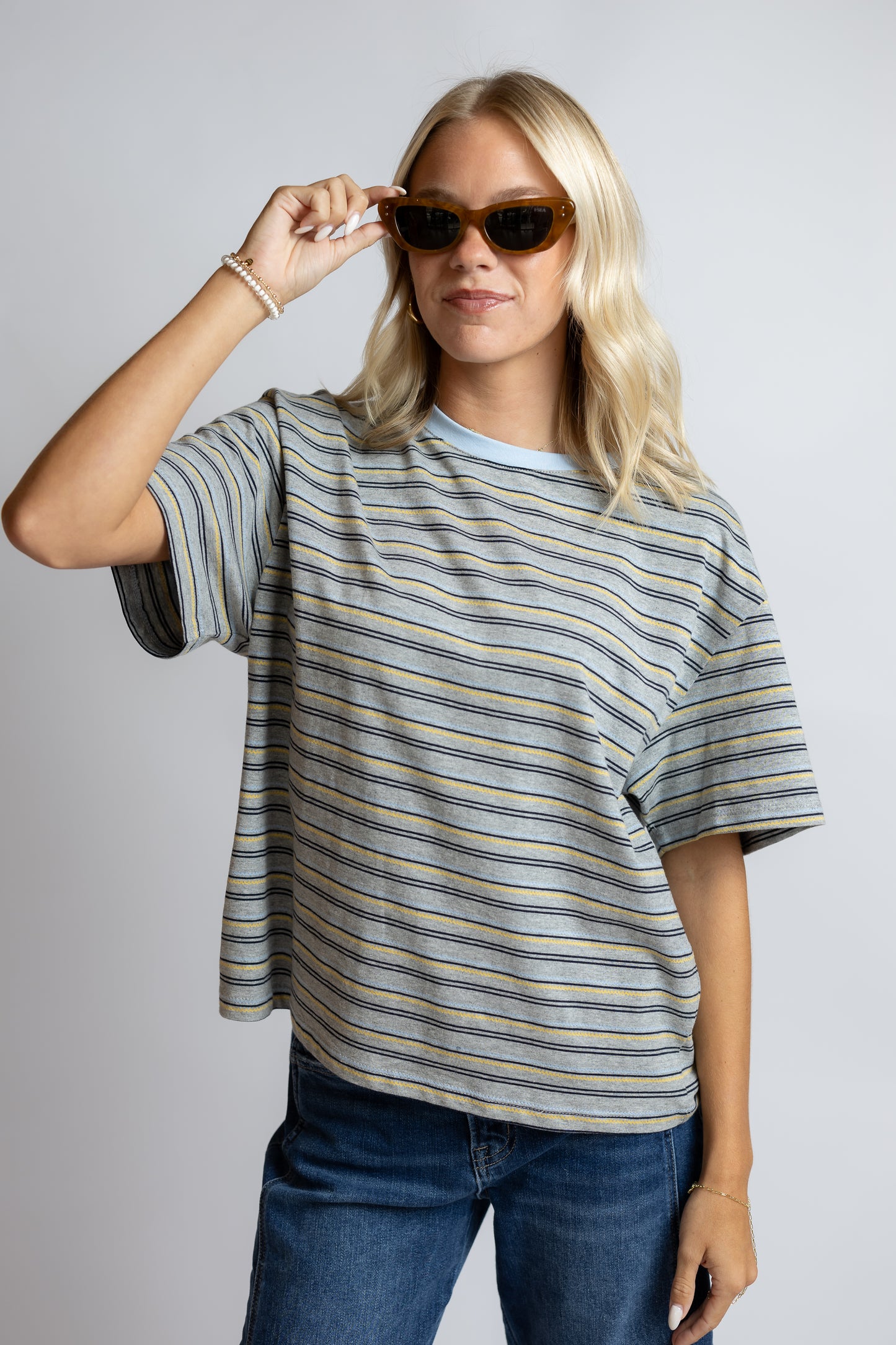 Let's Get Gelato Striped Oversized Tee