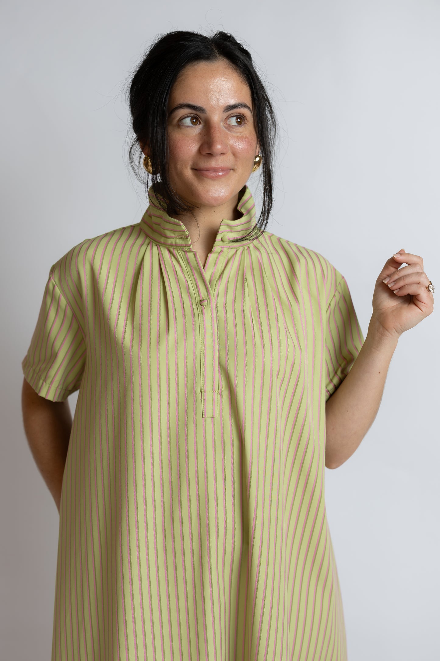 Sage Getaway Stripe Midi Dress