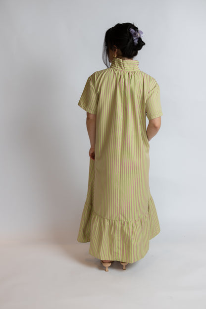 Sage Getaway Stripe Midi Dress