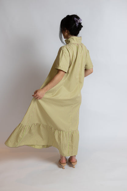 Sage Getaway Stripe Midi Dress
