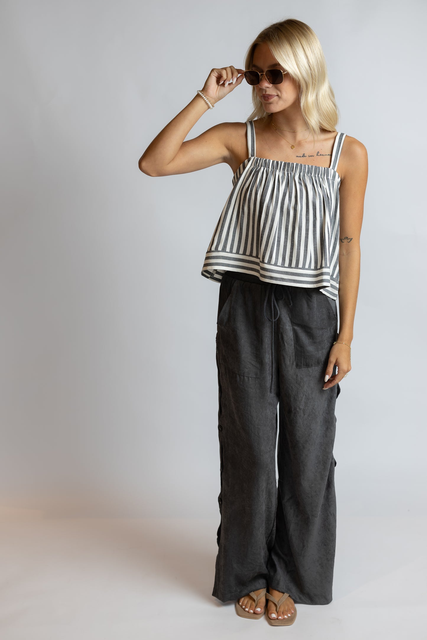 Rhea Cut Out Button Pants