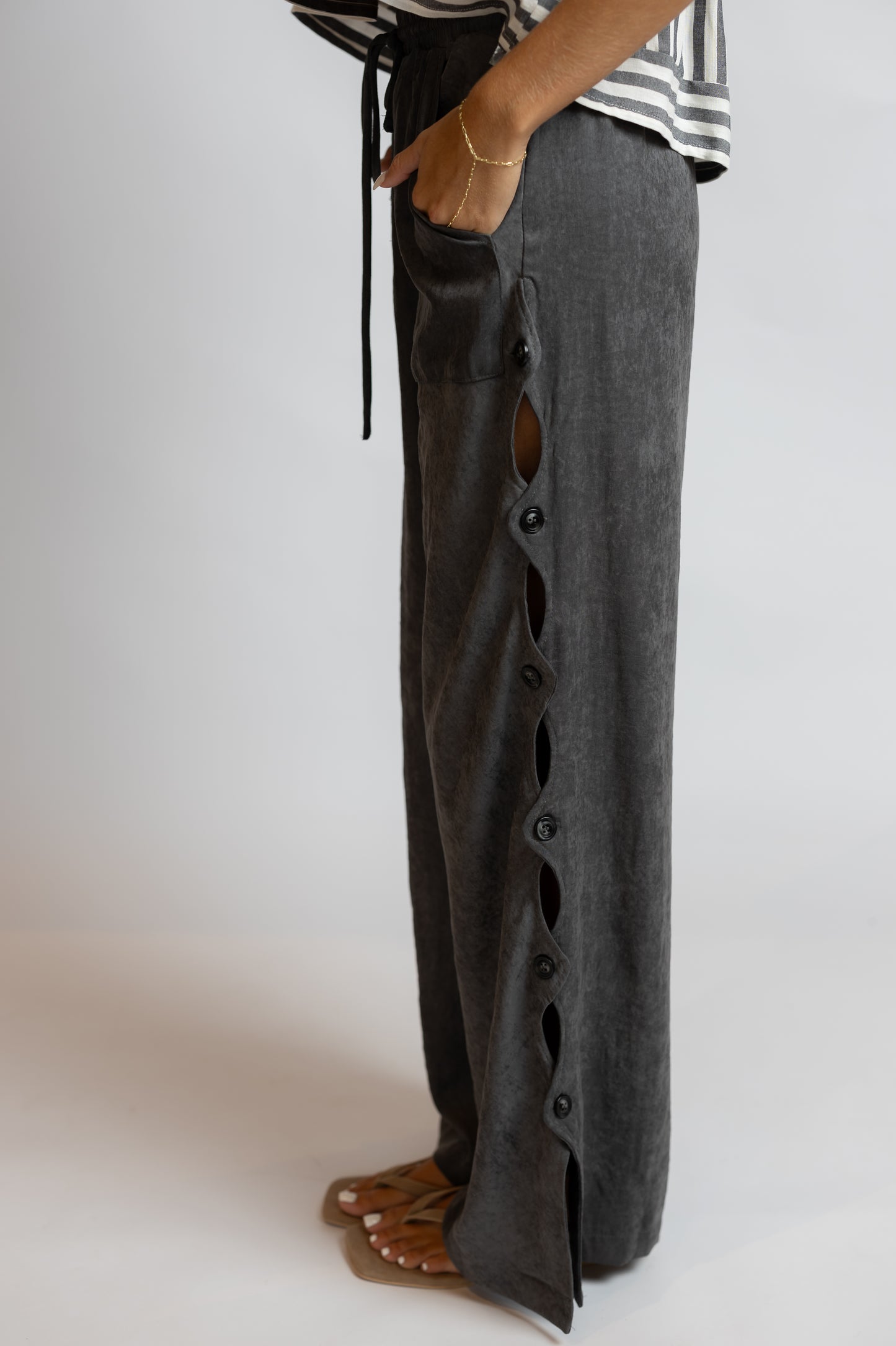Rhea Cut Out Button Pants