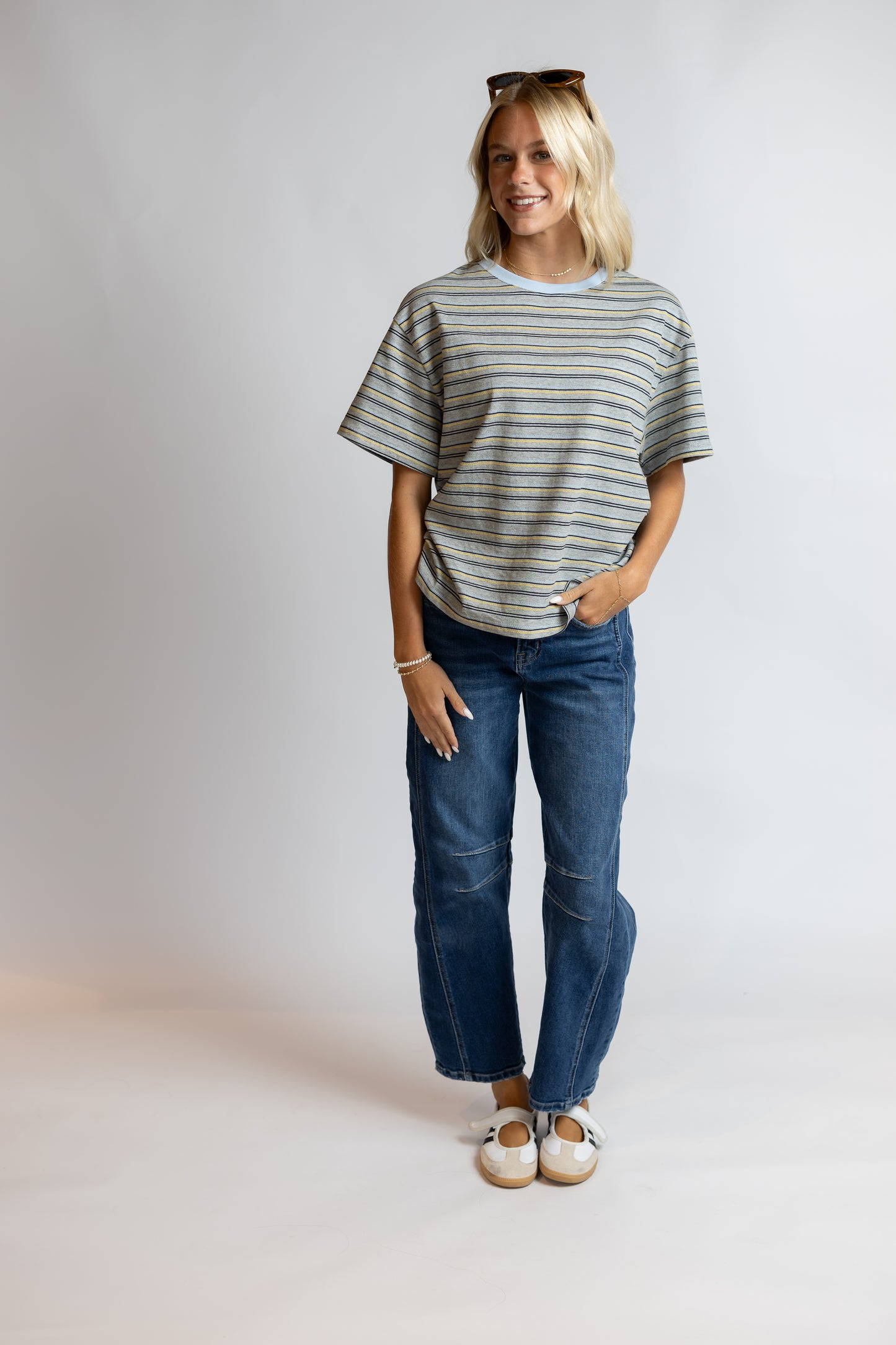 Let's Get Gelato Striped Oversized Tee