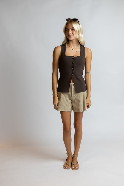 Myra Button Front Vest