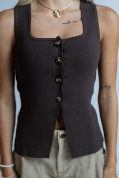 Myra Button Front Vest