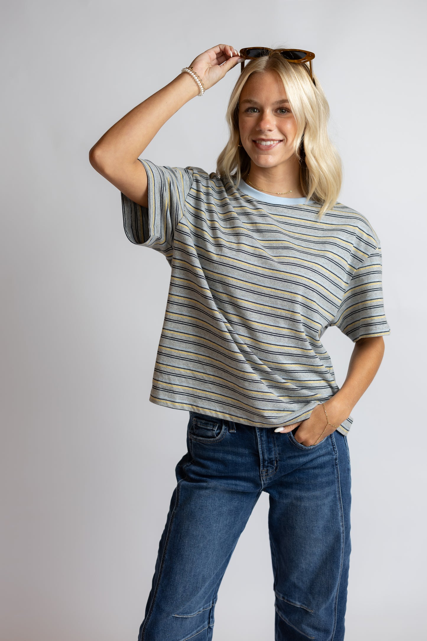 Let's Get Gelato Striped Oversized Tee