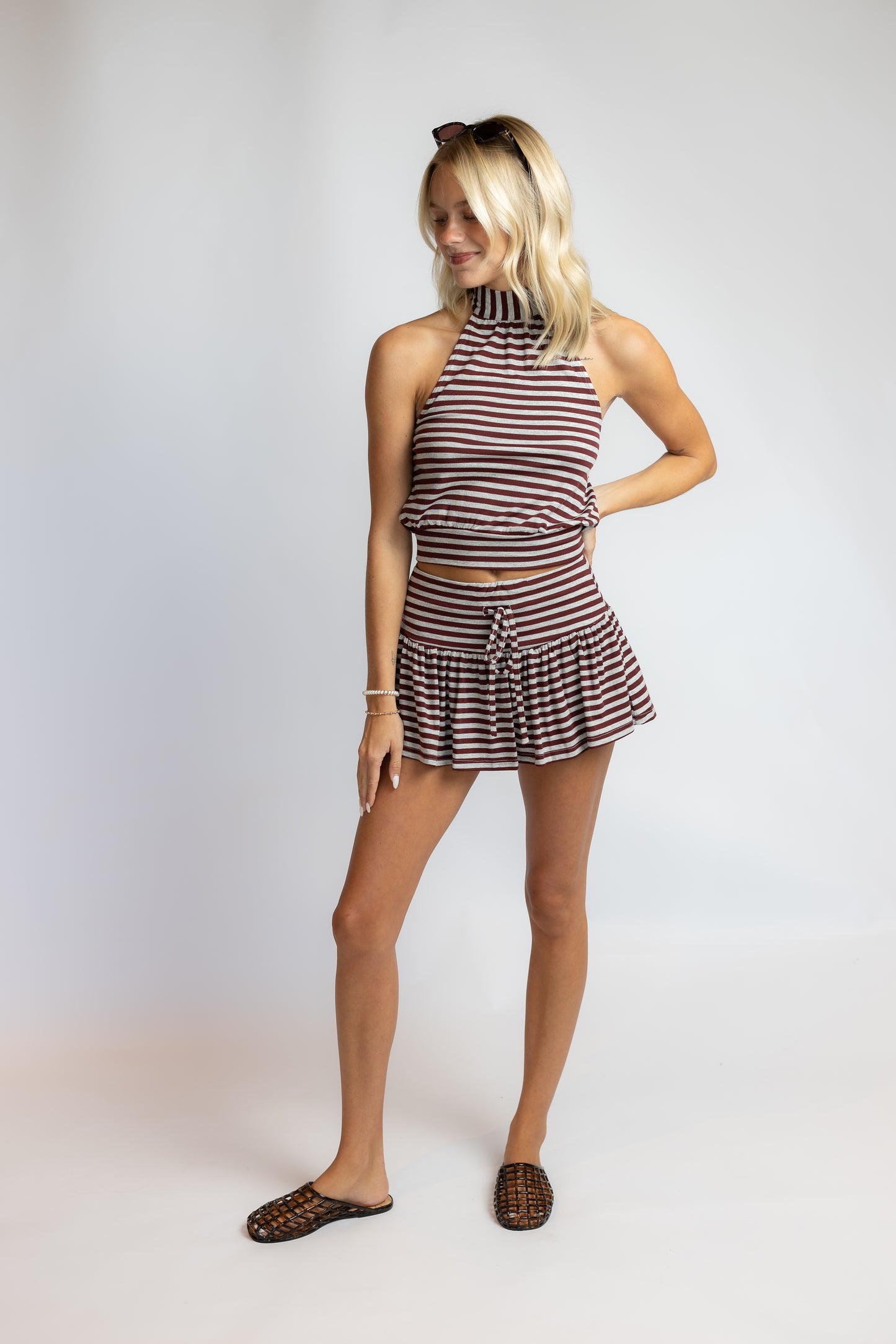 Minibar Striped Mini Skirt Set