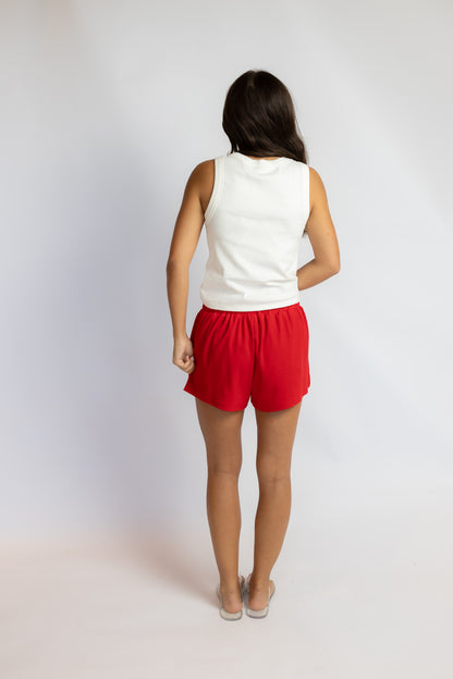 Georgia Embroidered Ribbed Tank Top White