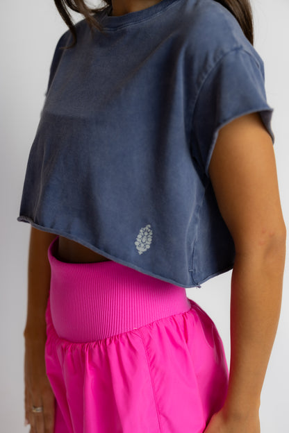 Hot Shot Cropped Tee Navy