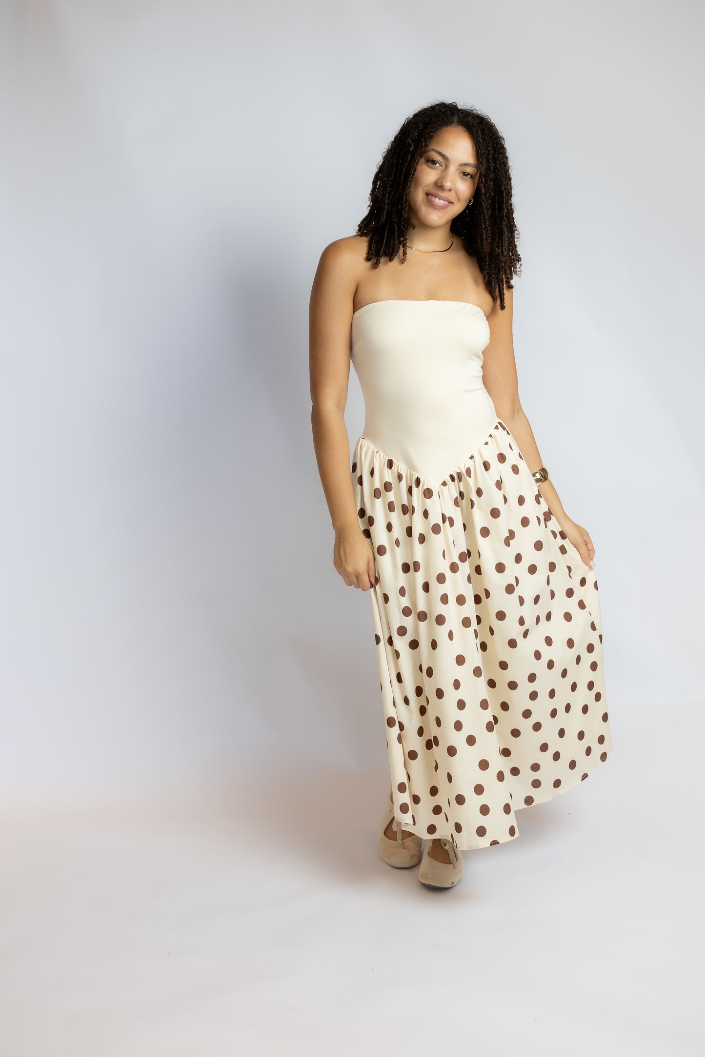 Good Reason Polka Dot Midi Dress