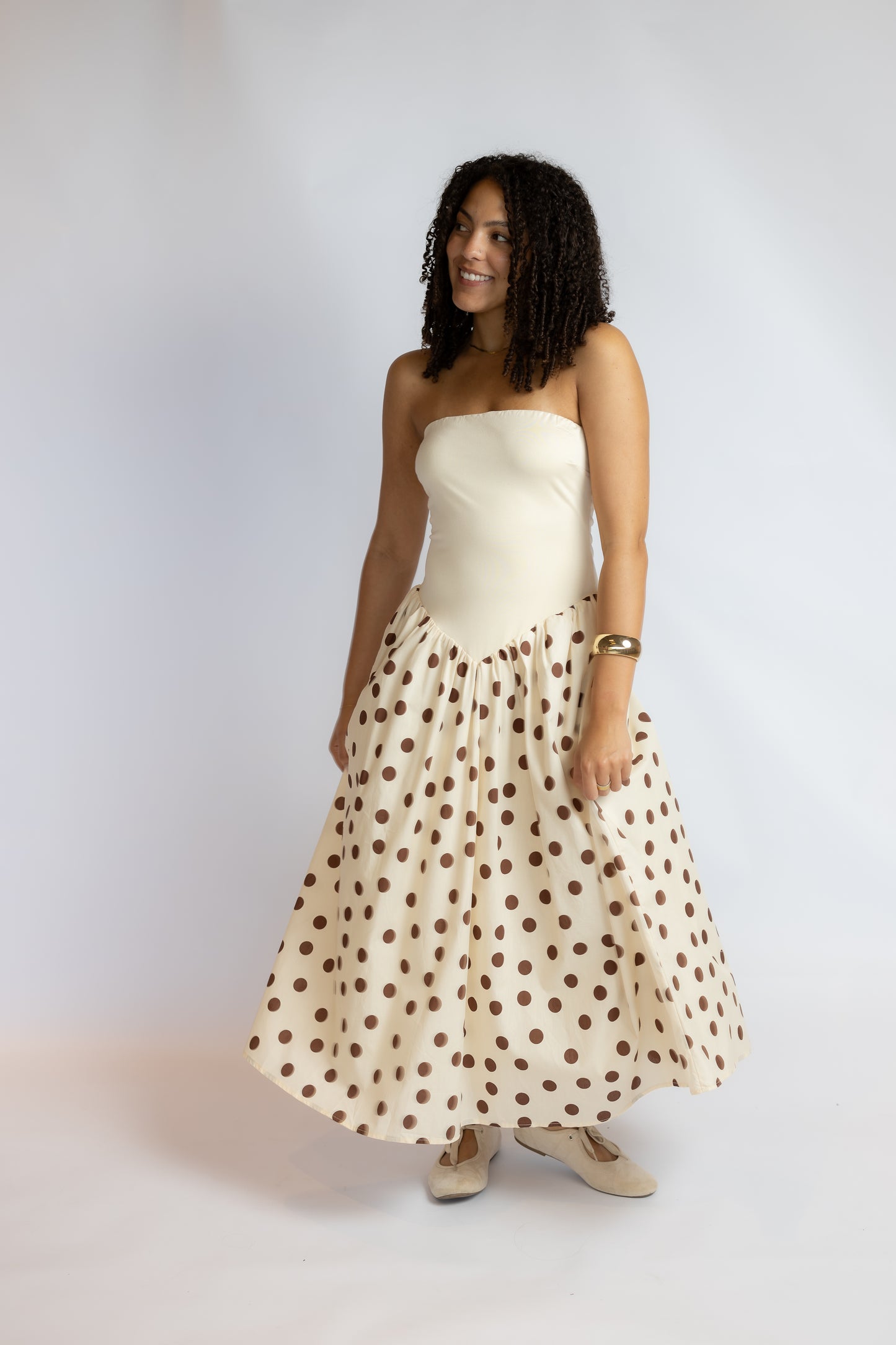 Good Reason Polka Dot Midi Dress