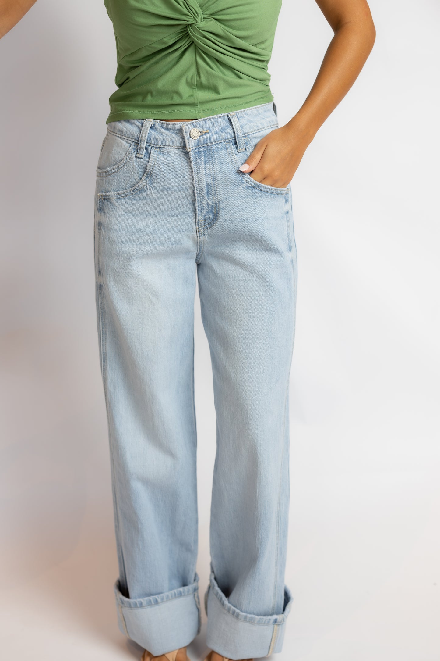 She's Back Cuffed Baggy Denim
