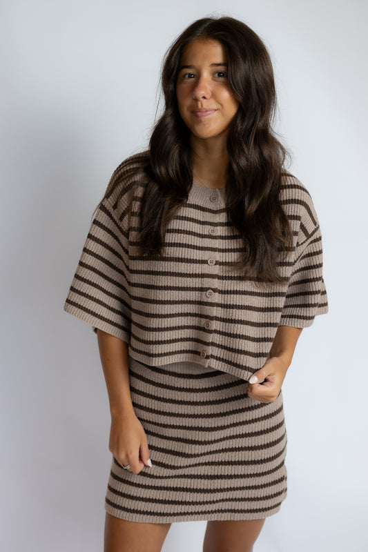 Gracie Striped Sweater Skirt Set