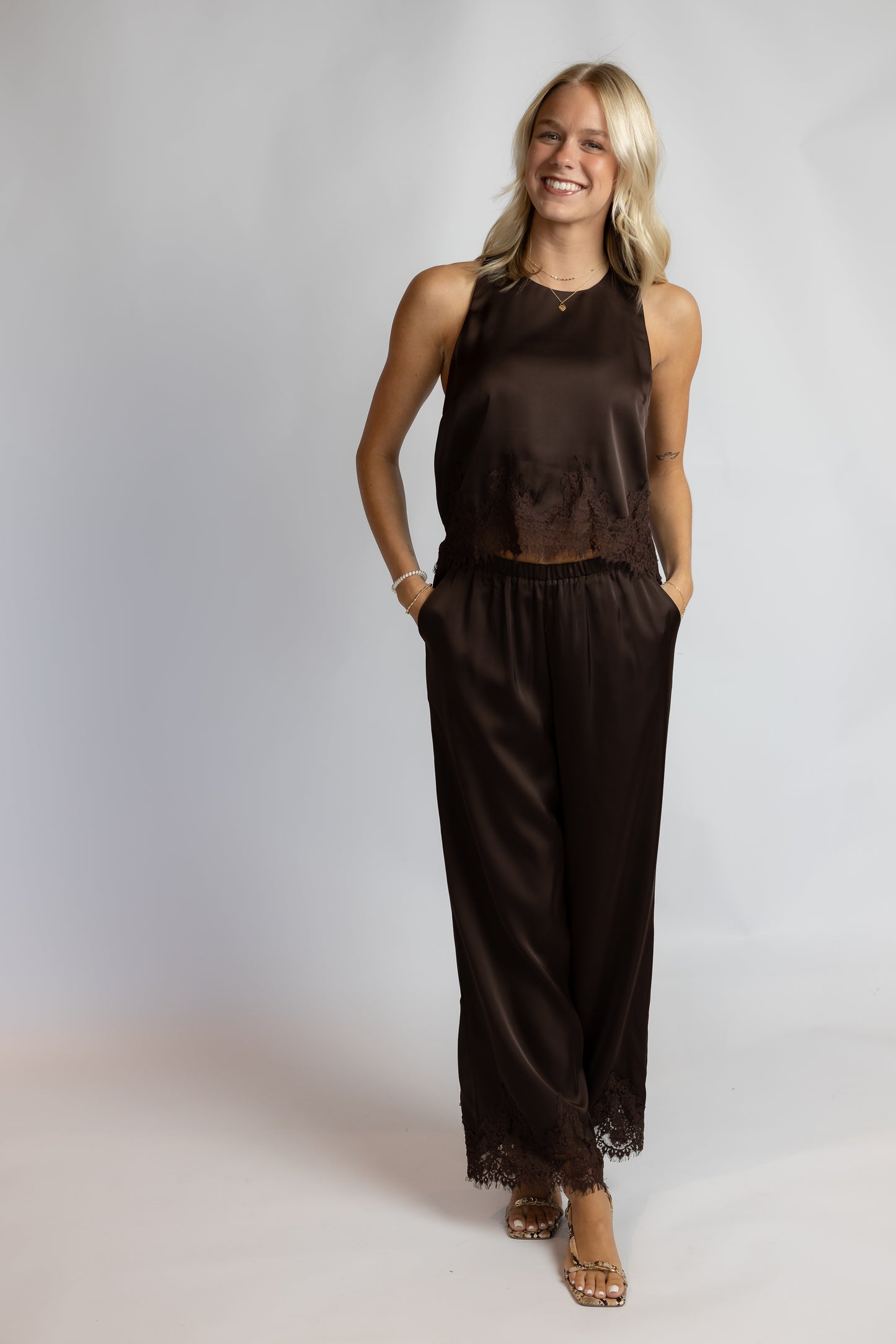 On The Town Lace Wide Leg Pants