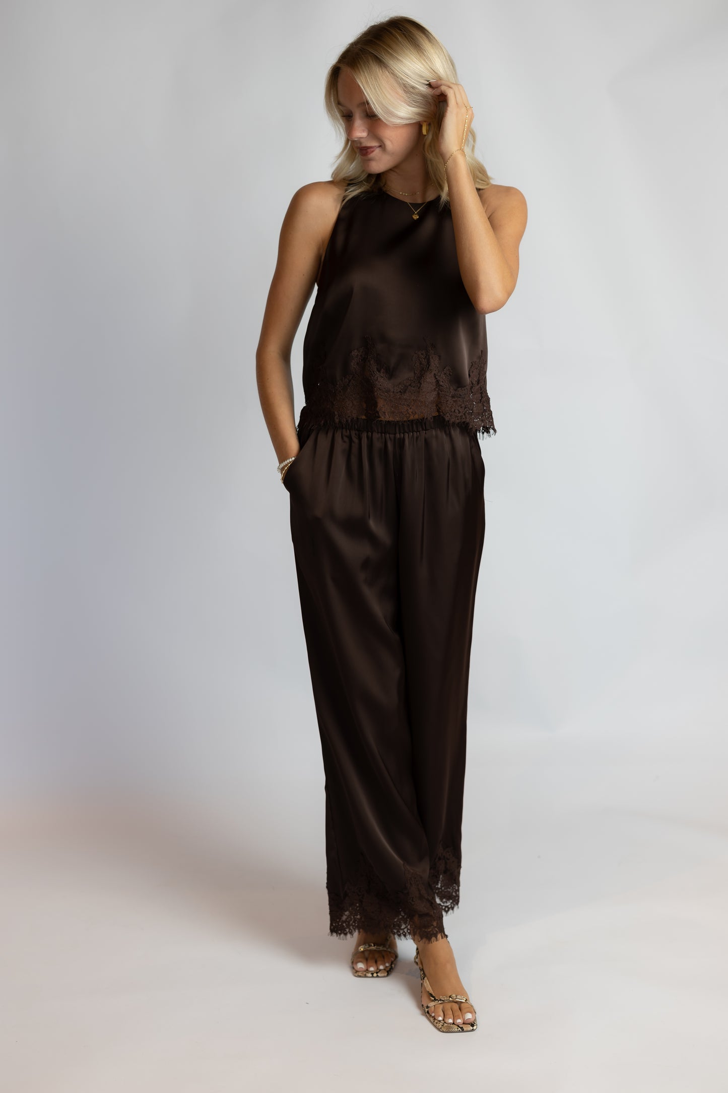 On The Town Lace Wide Leg Pants
