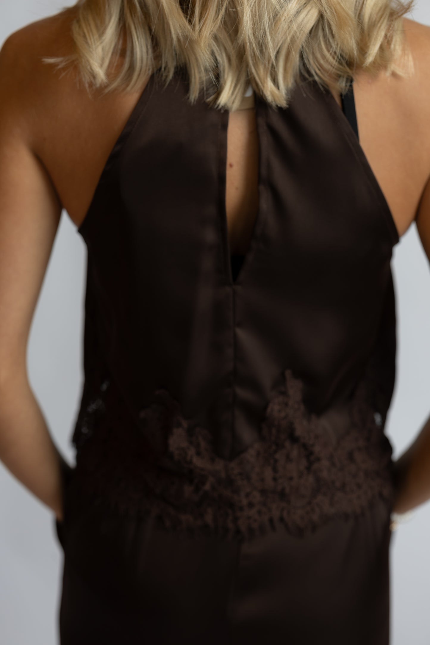 On The Town Lace Satin Top