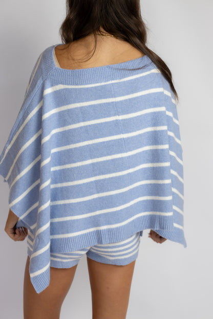 Let's Rally Striped Knit Poncho Top