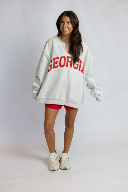 Georgia Split Neck Terry Sweatshirt