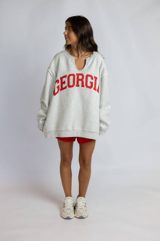 Georgia Split Neck Terry Sweatshirt