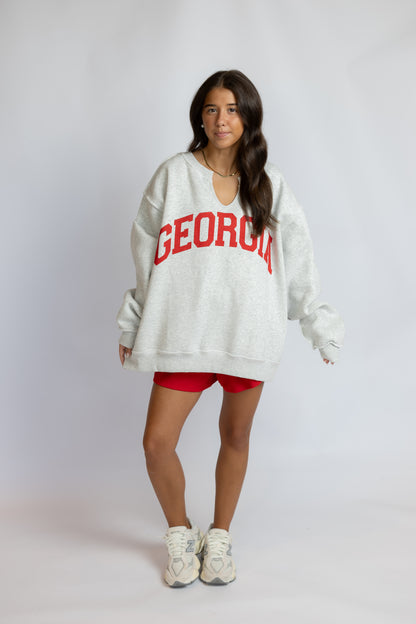 Georgia Split Neck Terry Sweatshirt