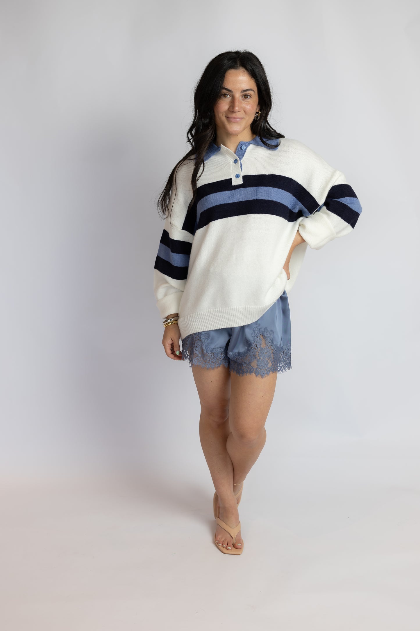 Mystical Time Lace Shorts Dusty Blue