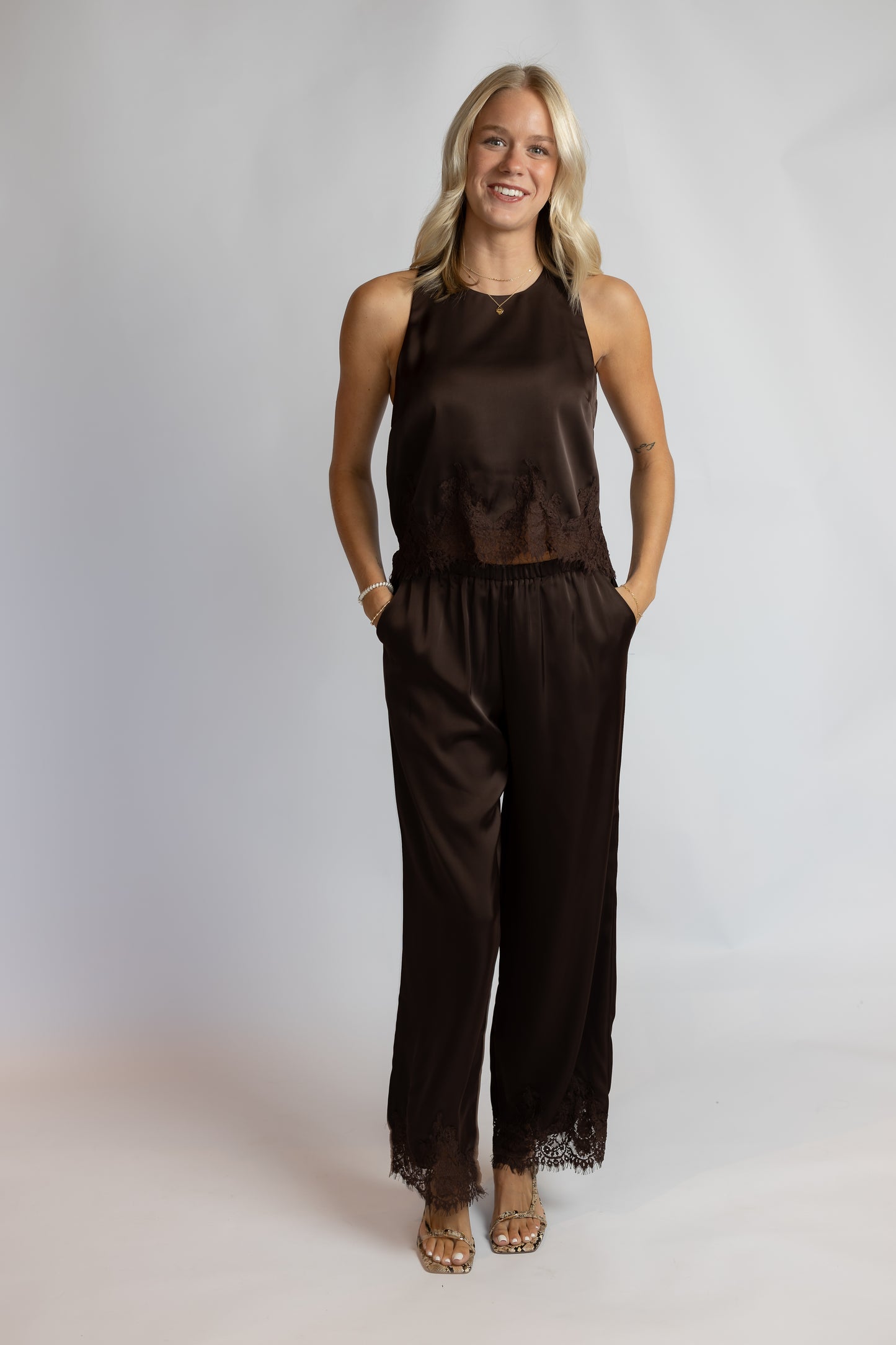On The Town Lace Wide Leg Pants