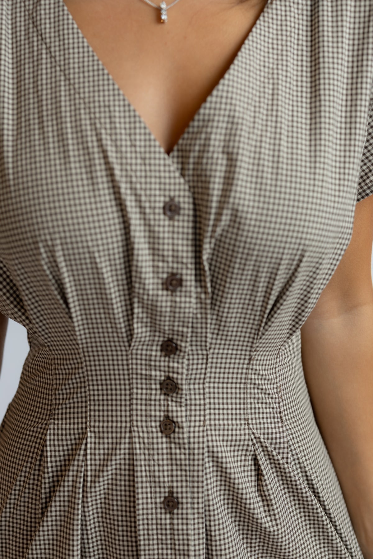 Sanna Gingham Midi Dress Dark Chocolate