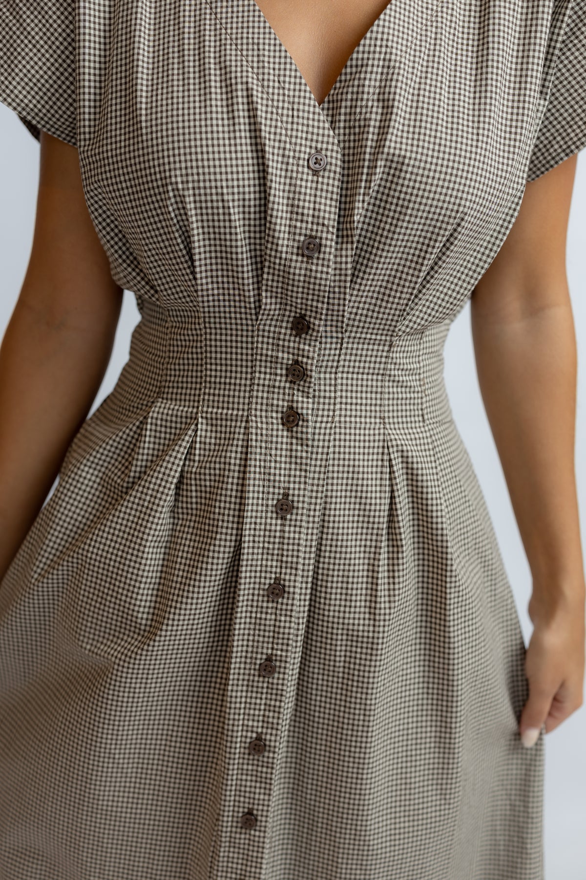 Sanna Gingham Midi Dress Dark Chocolate