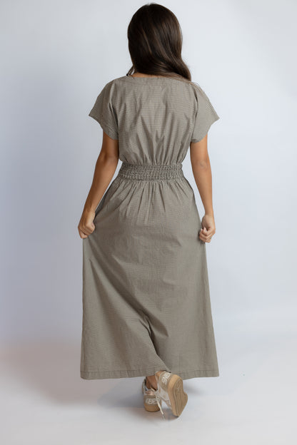 Sanna Gingham Midi Dress Dark Chocolate