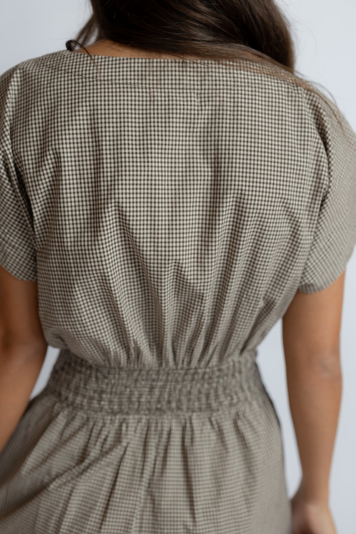 Sanna Gingham Midi Dress Dark Chocolate