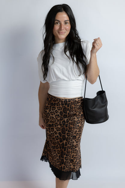 Suzi Leopard Mesh Midi Skirt