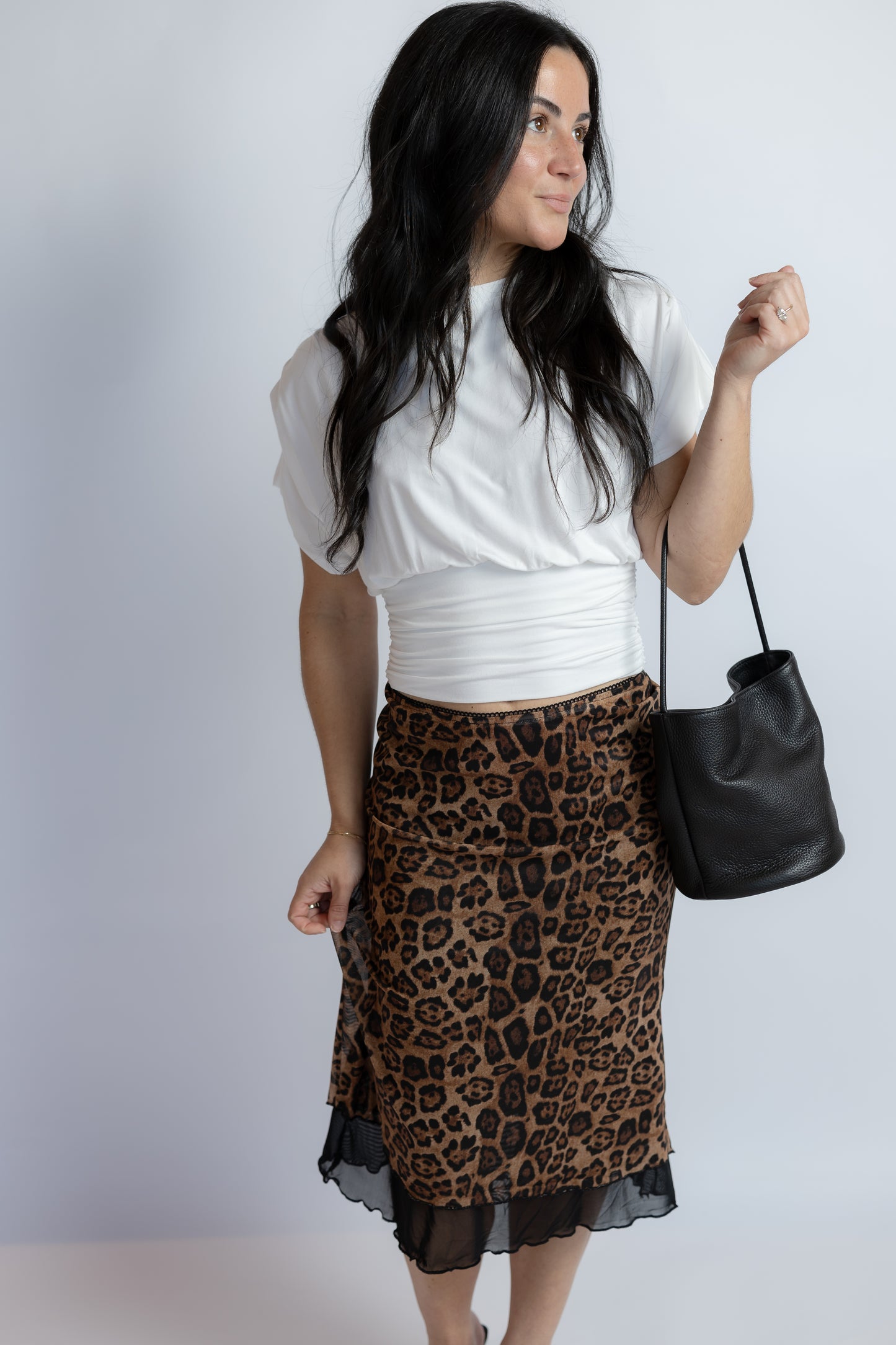 Suzi Leopard Mesh Midi Skirt