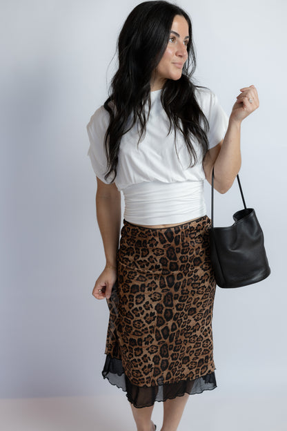 Suzi Leopard Mesh Midi Skirt