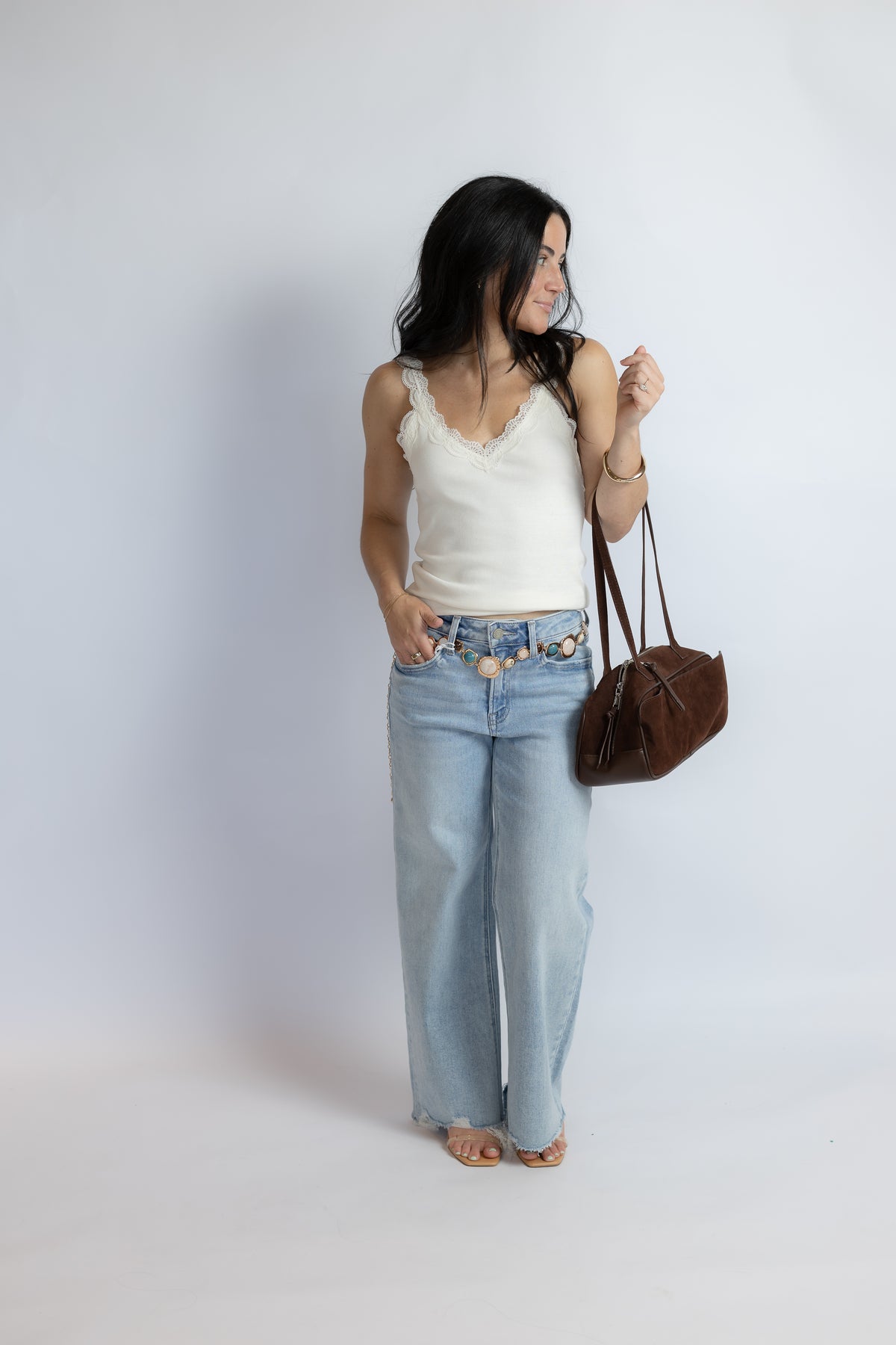 Eve Lace Trim Tank Sandstone