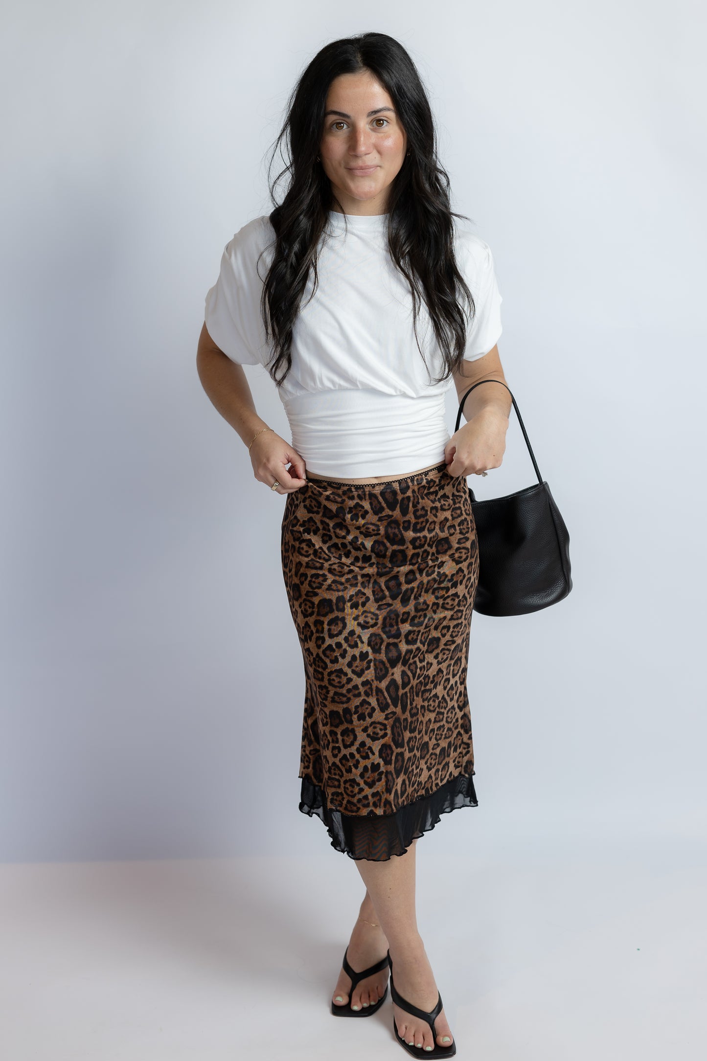Suzi Leopard Mesh Midi Skirt