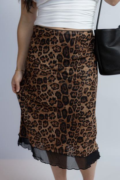 Suzi Leopard Mesh Midi Skirt