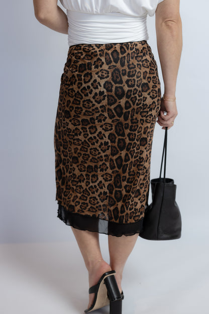 Suzi Leopard Mesh Midi Skirt