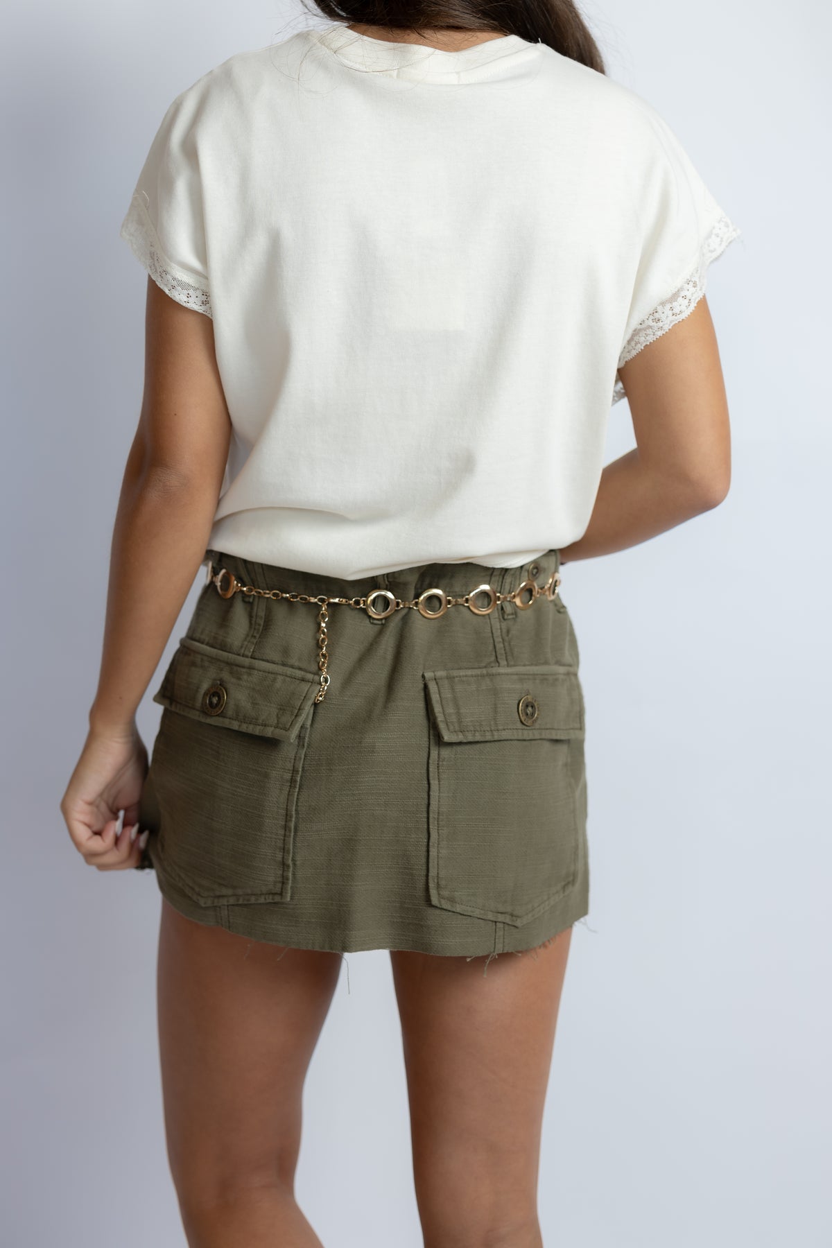 Marika Lace Trim Muscle Tee Cloud