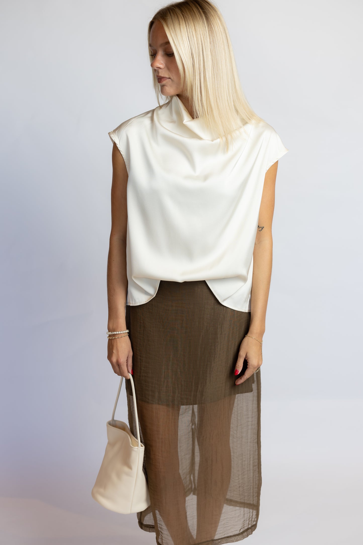 In And Out Satin Top