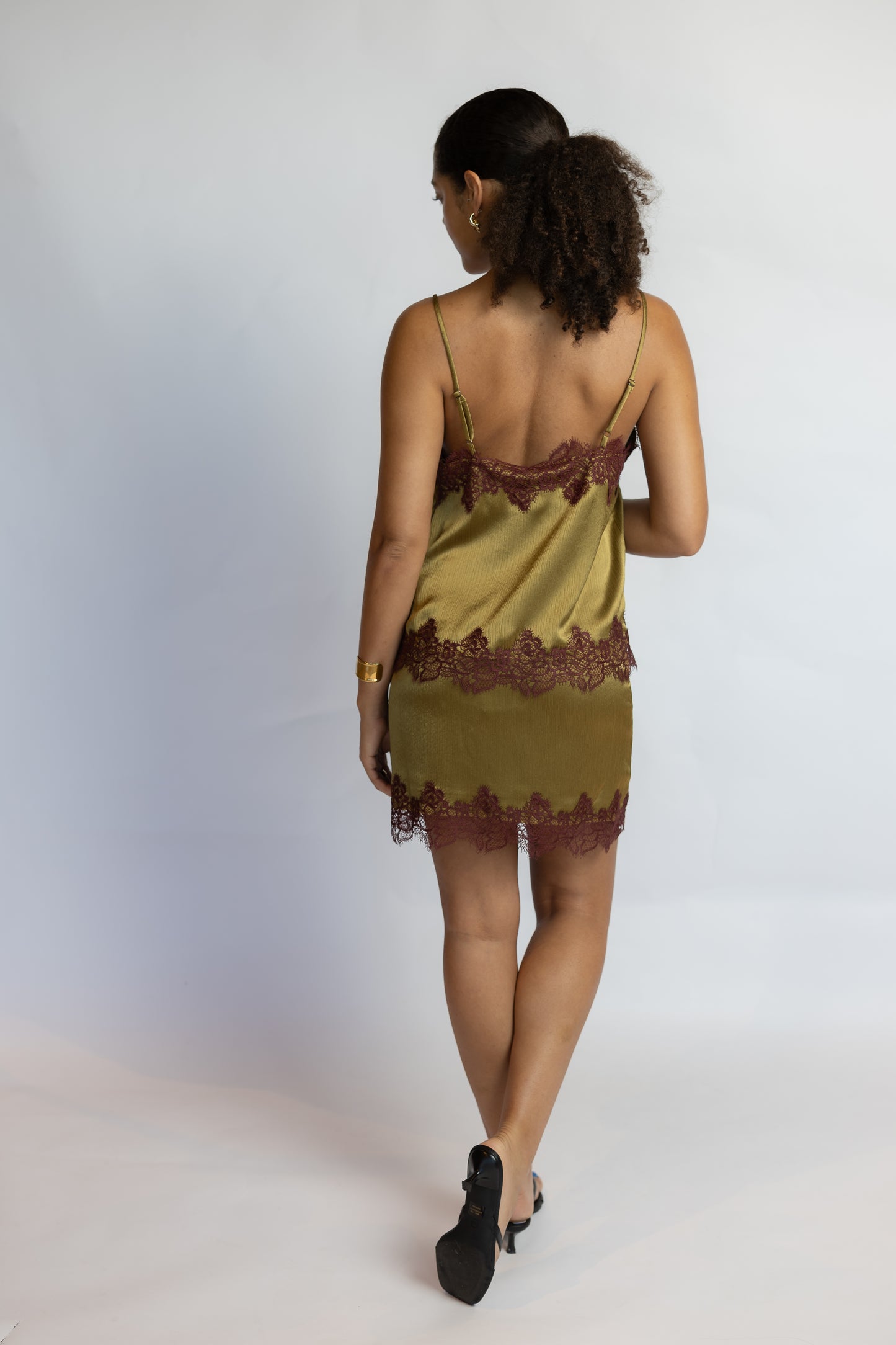 Vanessa Satin Lace Trim Top