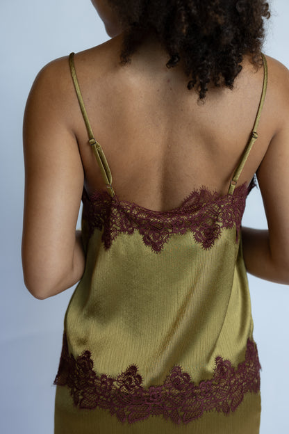 Vanessa Satin Lace Trim Top