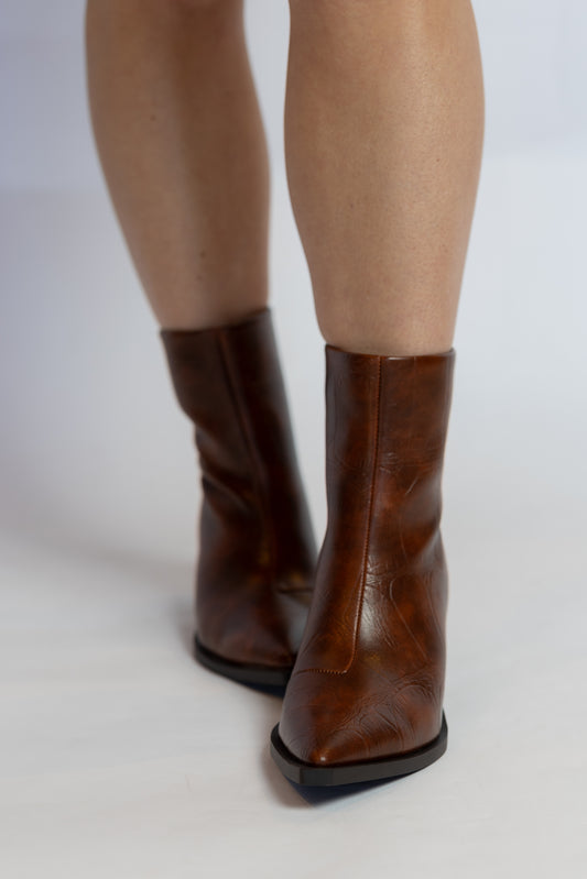 Matteo Croc Embossed Faux Leather Boot