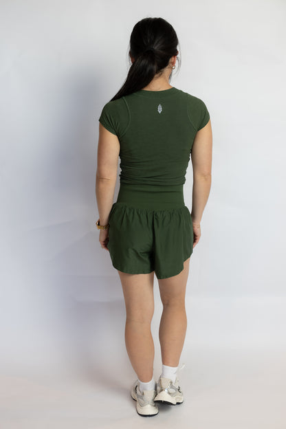 Tempo Ruched Short Sleeve Top Ivy