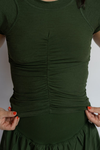 Tempo Ruched Short Sleeve Top Ivy