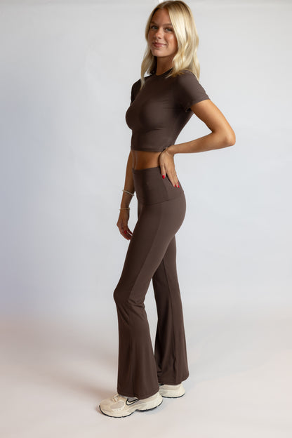 Sofia Jersey Crewneck Tee Chocolate