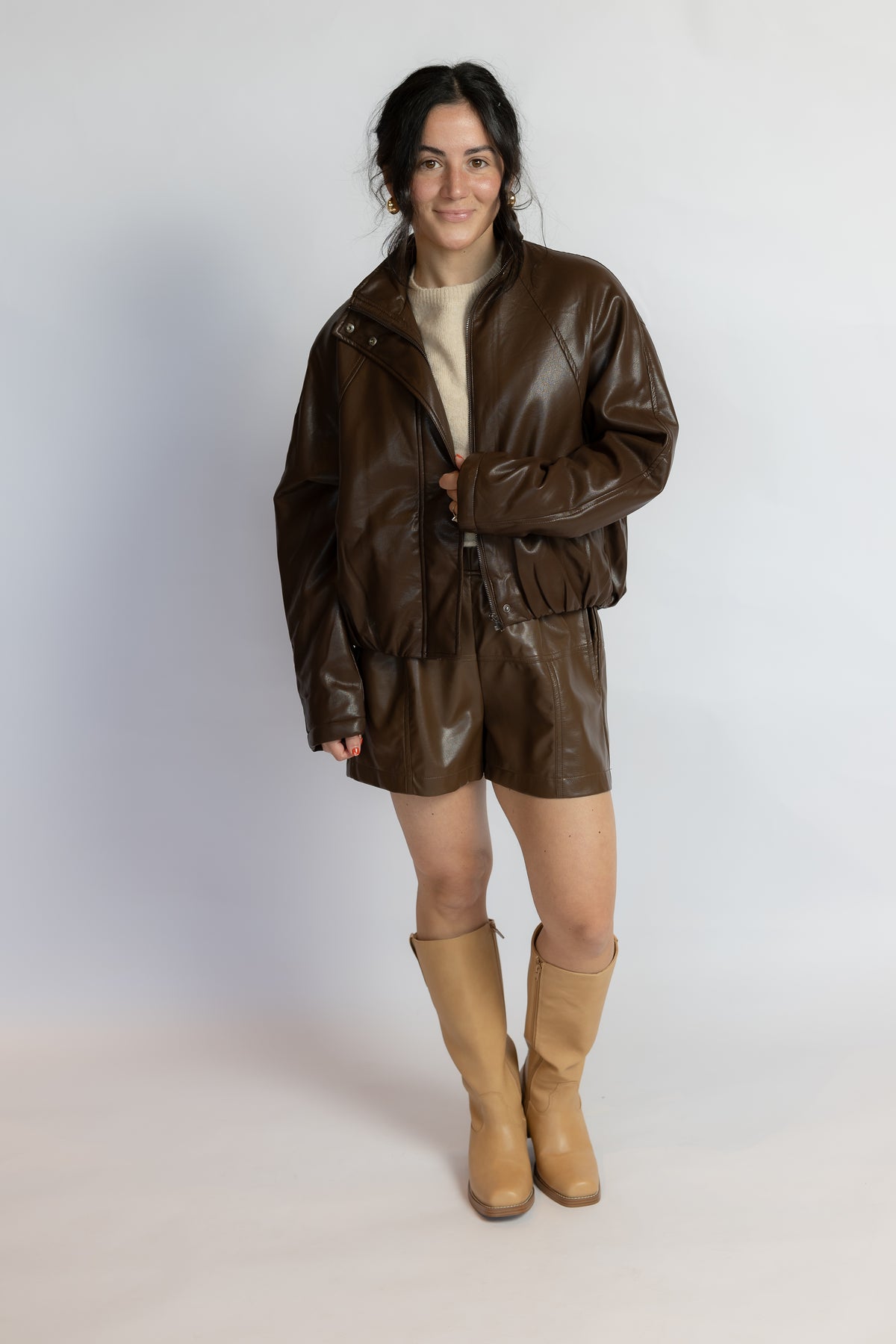 Never Knew Leather Bomber Jacket